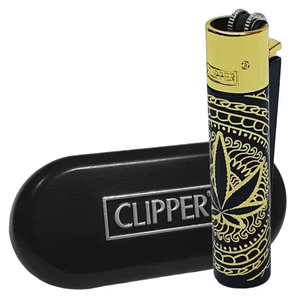 Clipper Metallfeuerzeuge Premium Leaves Bonze/Silber/Gold + Etui – Bild 2