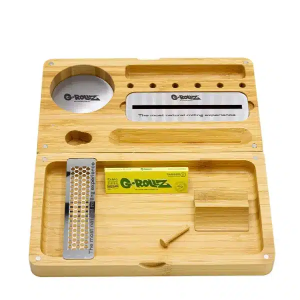 2-Part Bamboo Rolling Tray + Starter Kit 22x25