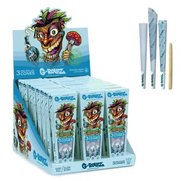 G-Rollz Tiki Blue 3 Pre-Rolled KS Cones Lighly Blue