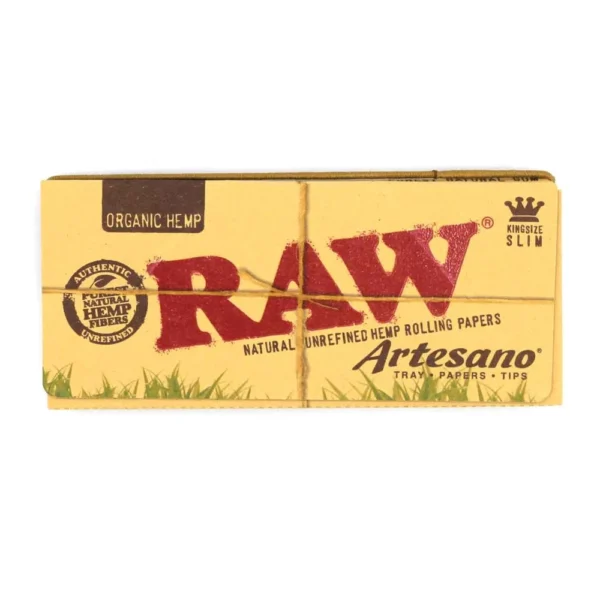 RAW Organic Hemp Artesano King Size Papes Slim + Tips und Tray