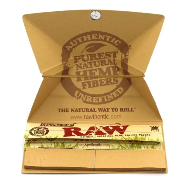 RAW Organic Hemp Artesano King Size Papes Slim + Tips und Tray – Bild 2