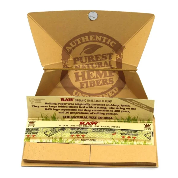 RAW Organic Hemp Artesano King Size Papes Slim + Tips und Tray – Bild 3