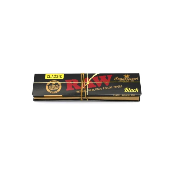 RAW Connoisseur Black Classic Rolling Papers King Size Slim + Tips