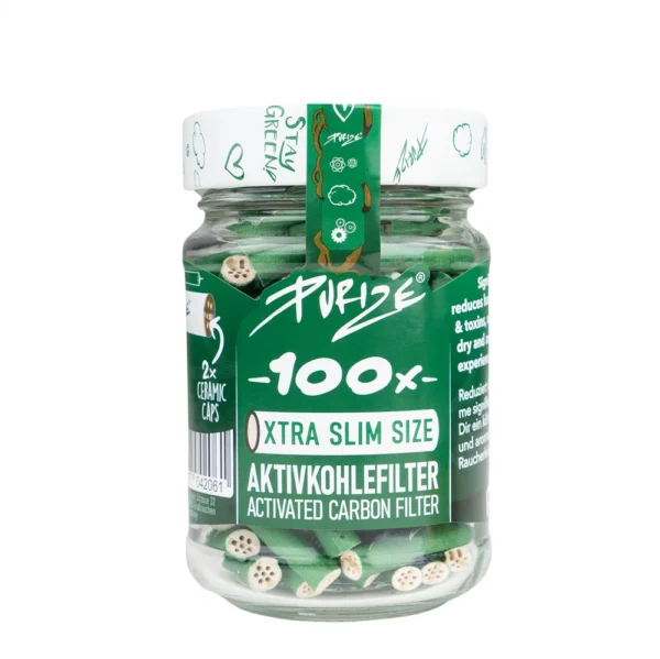 Purize Aktivkohlefilter 6mm Green 100 Stück + Upcycling Glas
