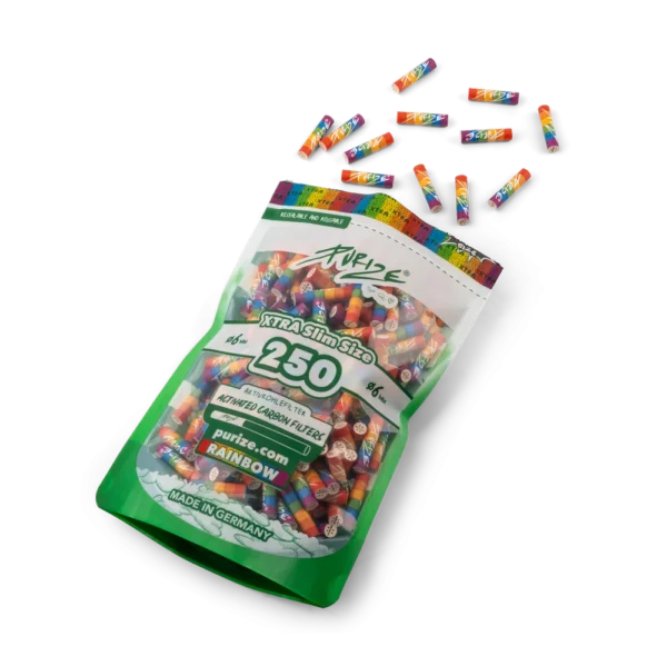 Purize Aktivkohlefilter Rainbow Xtra Slim Size 6mm - 250er Pack – Bild 2
